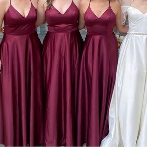 David's Bridal Red Pleated Wrap Gown